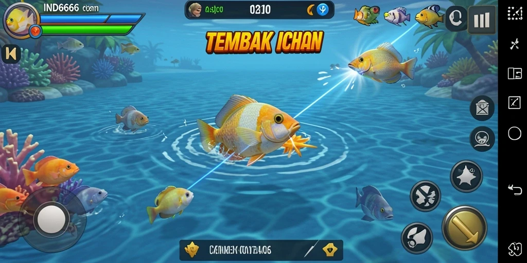 Tampilan gameplay IND666 yang seru dengan ikan beragam.