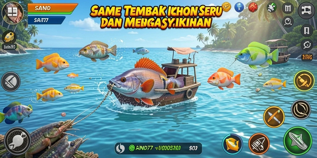Gameplay seru dan menegangkan dalam SAND77 Tembak Ikan.