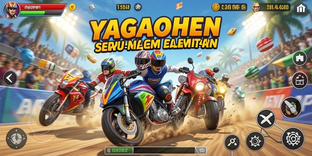Tampilan gameplay seru di YAGAOHEN dengan balapan mendebarkan.